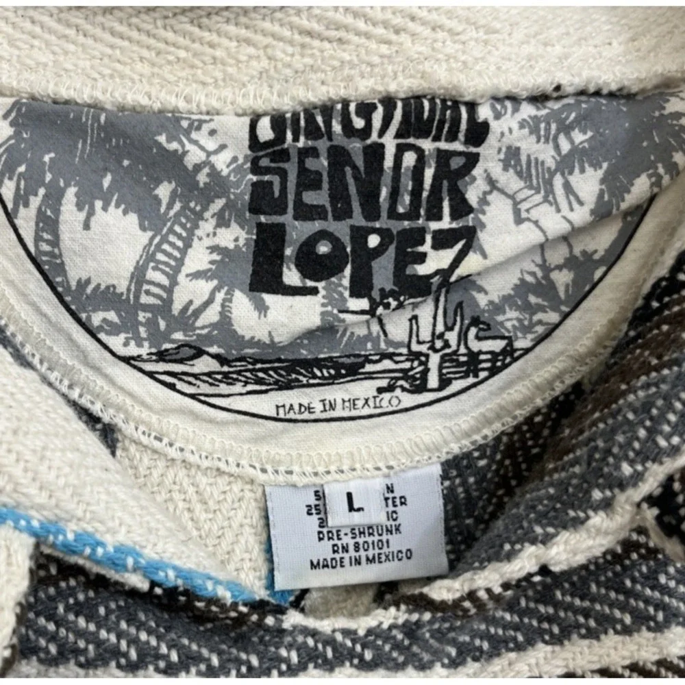 Original Senor Lopez Men's Hoodie Jacket Size L Baja Pullover Preshrunk Mexico - Picture 5 of 10